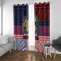Samoa Boxing Window Curtain Samoan Boxer Funny Style DT05 With Grommets Red - Polynesian Pride