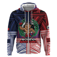 Personalised Samoa Boxing Zip Hoodie Samoan Boxer Funny Style DT05 Zip Hoodie Red - Polynesian Pride