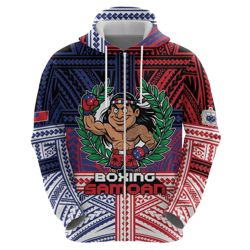 Personalised Samoa Boxing Zip Hoodie Samoan Boxer Funny Style DT05 - Polynesian Pride