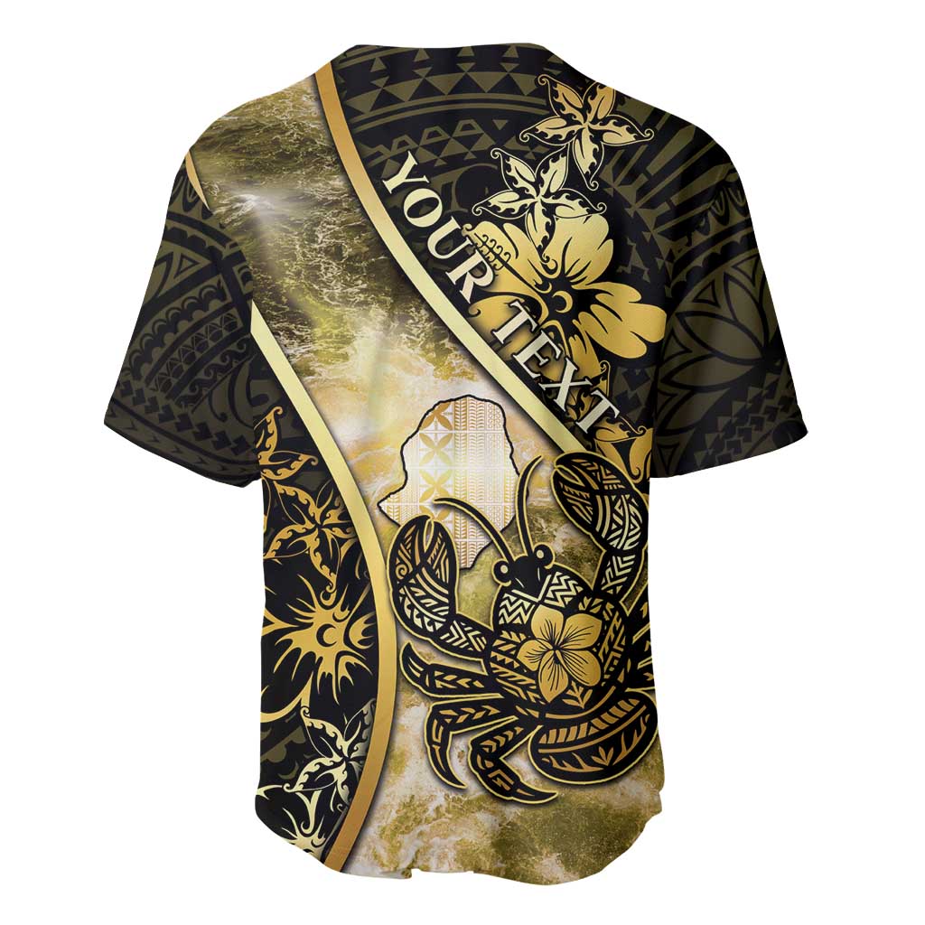 Personalised Niue Baseball Jersey Niuean Crab Waves Style