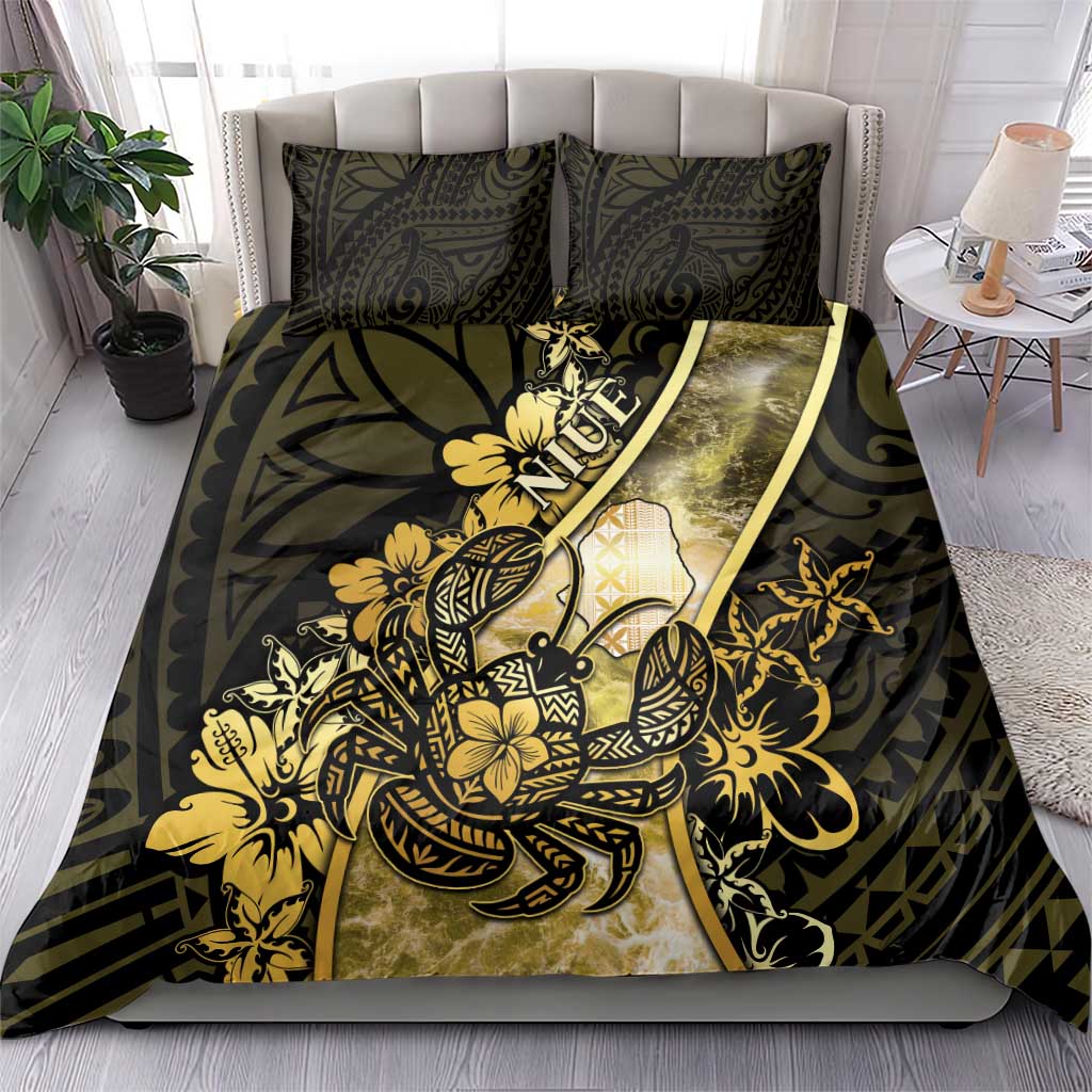 Niue Bedding Set Niuean Crab Waves Style