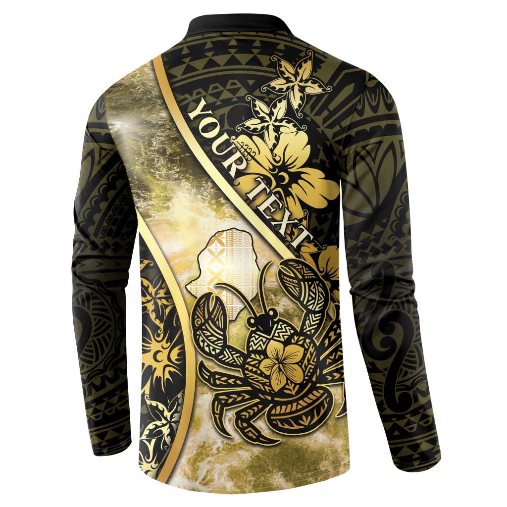 Personalised Niue Button Sweatshirt Niuean Crab Waves Style