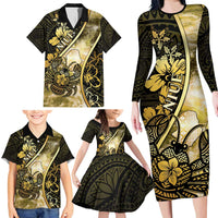 Personalised Niue Family Matching Long Sleeve Bodycon Dress and Hawaiian Shirt Niuean Crab Waves Style