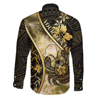 Personalised Niue Family Matching Off The Shoulder Long Sleeve Dress and Hawaiian Shirt Niuean Crab Waves Style