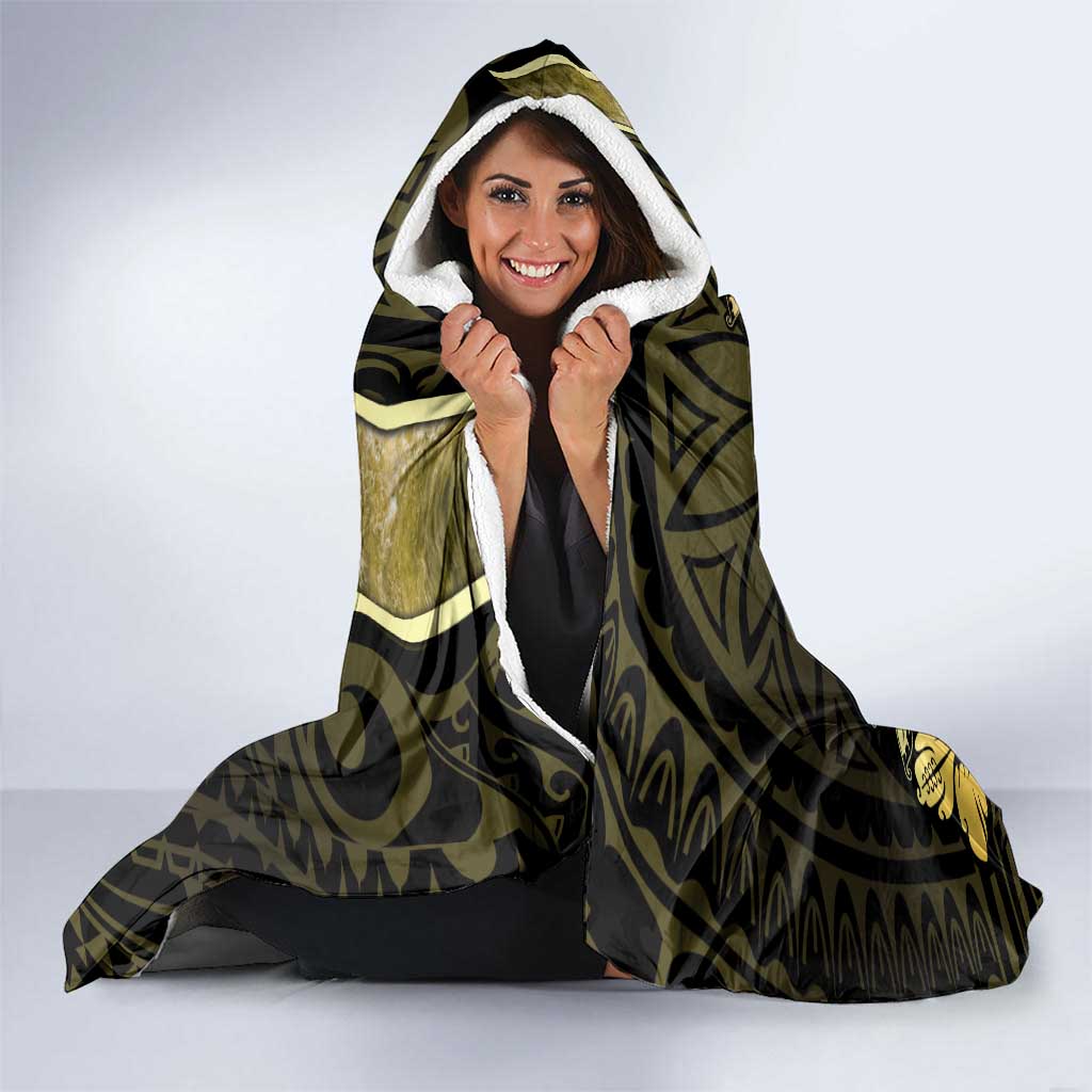 Niue Hooded Blanket Niuean Crab Waves Style