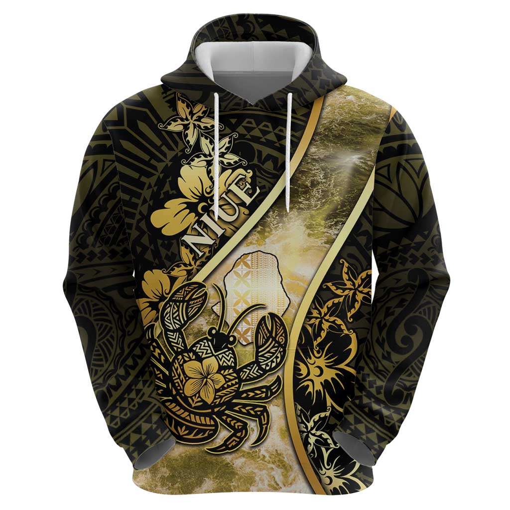 Personalised Niue Hoodie Niuean Crab Waves Style DT05 - Polynesian Pride