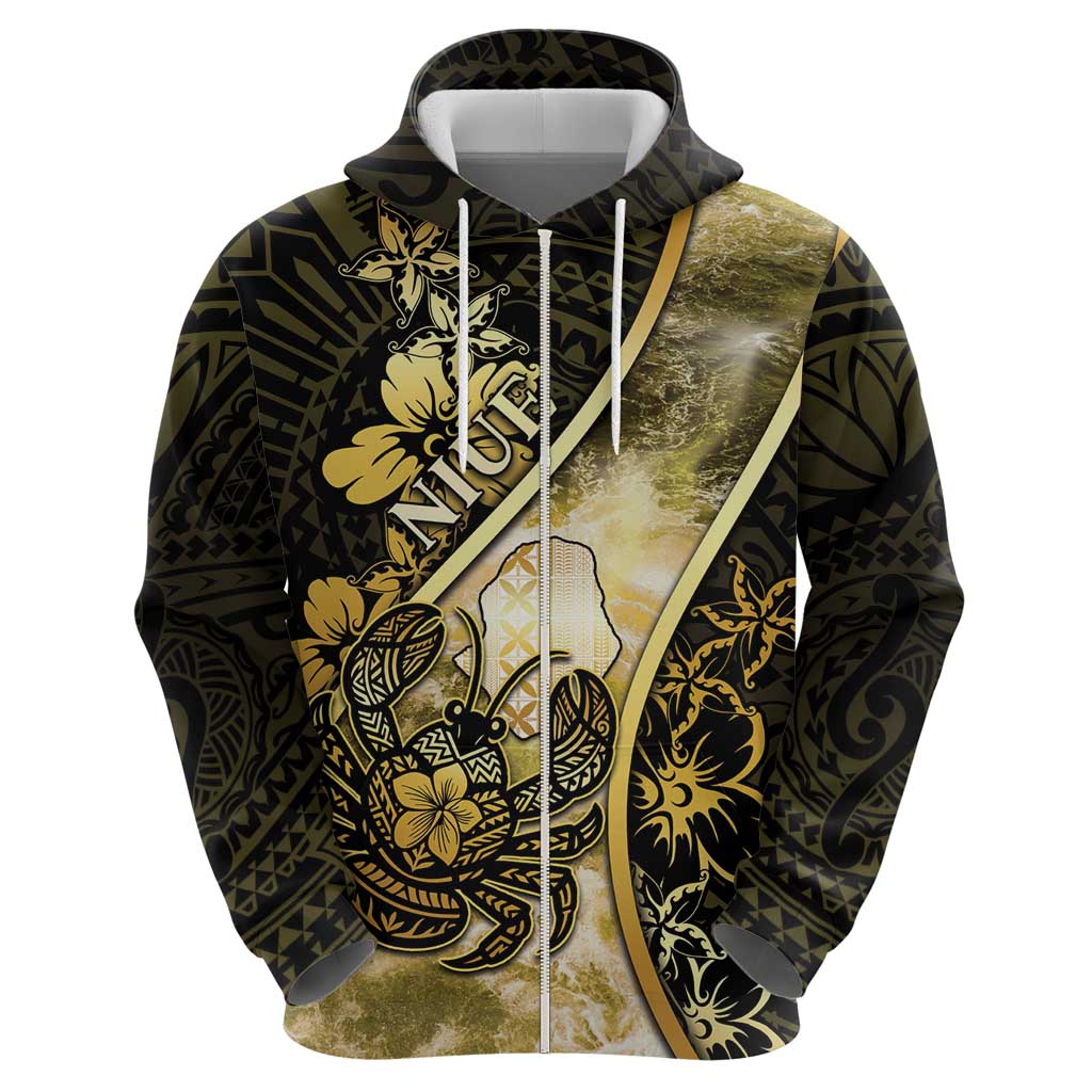 Personalised Niue Hoodie Niuean Crab Waves Style DT05 - Polynesian Pride