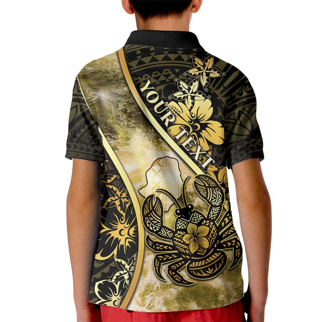Personalised Niue Kid Polo Shirt Niuean Crab Waves Style