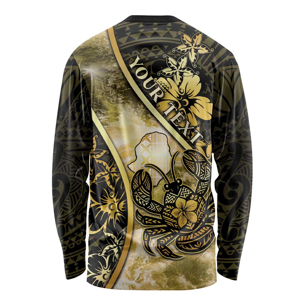 Personalised Niue Long Sleeve Shirt Niuean Crab Waves Style