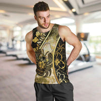 Personalised Niue Men Tank Top Niuean Crab Waves Style DT05 Gold - Polynesian Pride