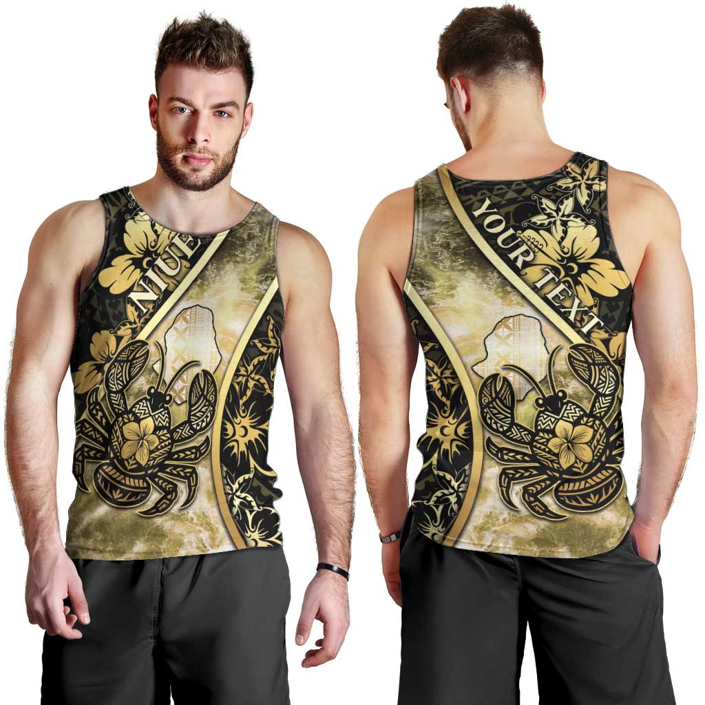 Personalised Niue Men Tank Top Niuean Crab Waves Style DT05 - Polynesian Pride