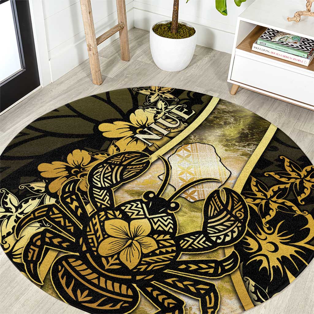 Niue Round Carpet Niuean Crab Waves Style