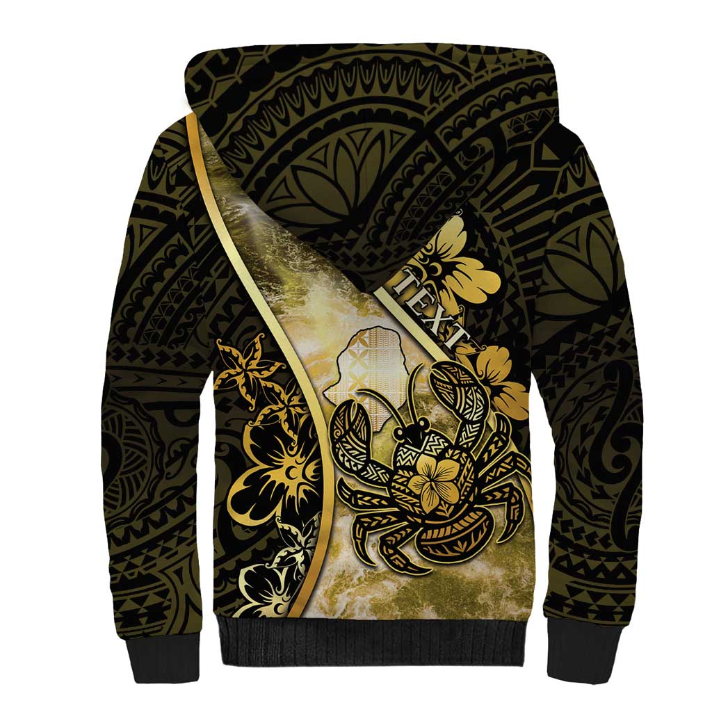 Personalised Niue Sherpa Hoodie Niuean Crab Waves Style