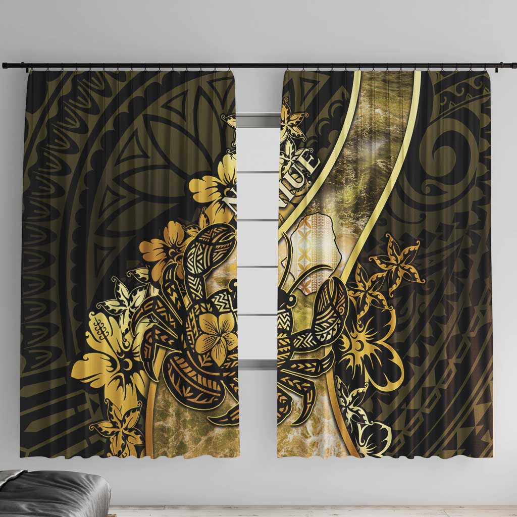 Niue Window Curtain Niuean Crab Waves Style DT05 With Hooks Gold - Polynesian Pride