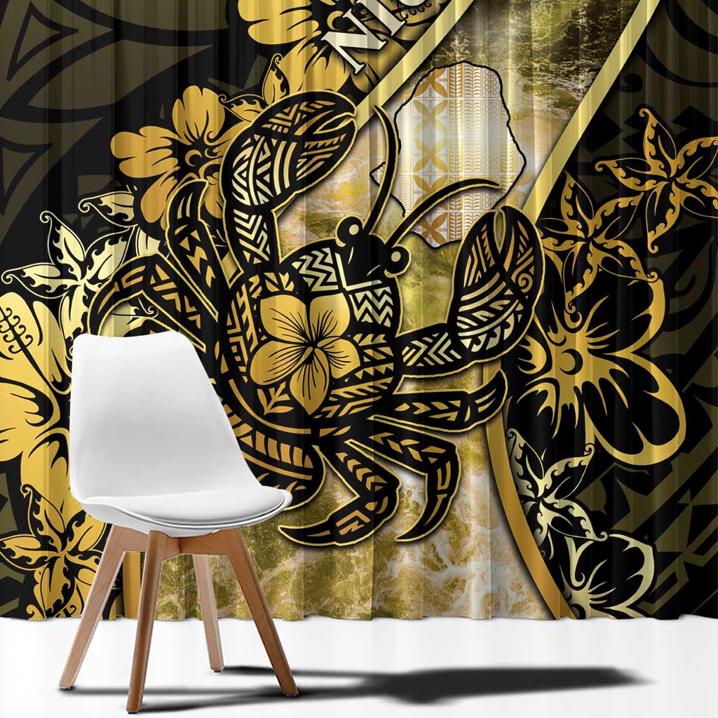 Niue Window Curtain Niuean Crab Waves Style DT05 - Polynesian Pride