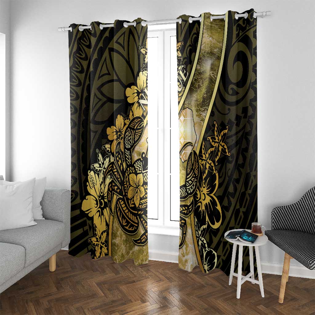 Niue Window Curtain Niuean Crab Waves Style DT05 With Grommets Gold - Polynesian Pride