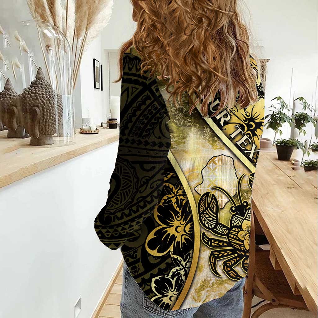 Personalised Niue Women Casual Shirt Niuean Crab Waves Style DT05 - Polynesian Pride