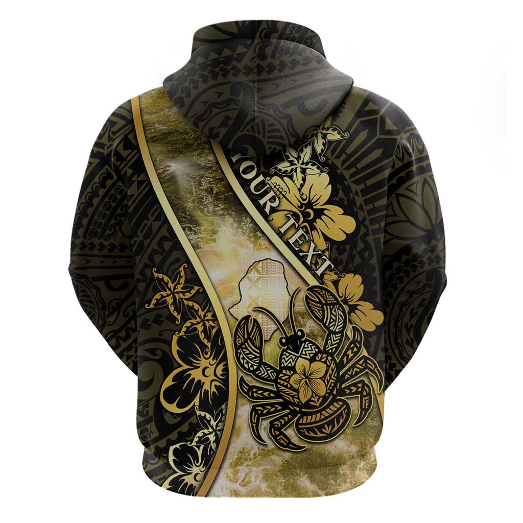 Personalised Niue Zip Hoodie Niuean Crab Waves Style