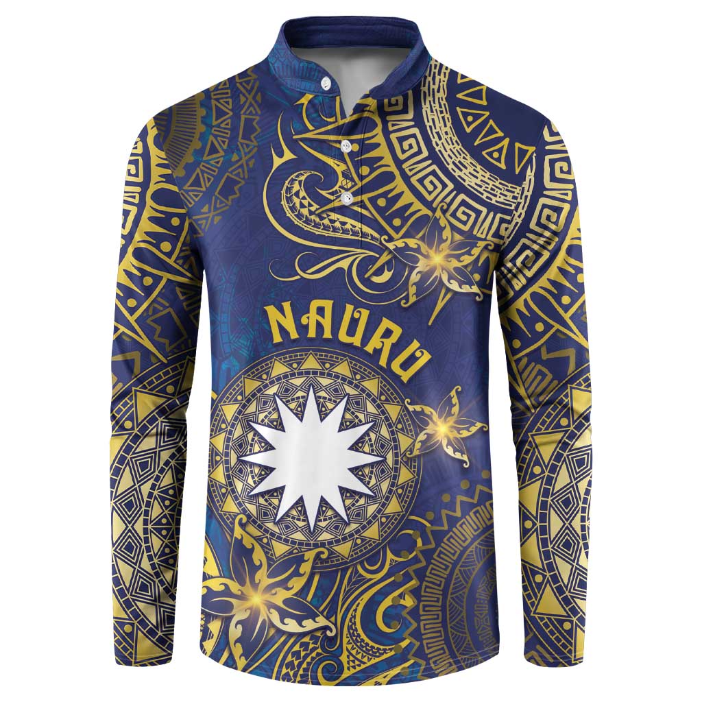 Personalised Nauru Button Sweatshirt Hibiscus Polynesian Tribal Pattern DT05 Navy - Polynesian Pride