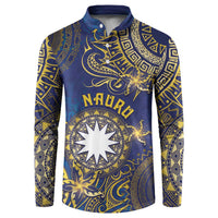 Personalised Nauru Button Sweatshirt Hibiscus Polynesian Tribal Pattern DT05 Navy - Polynesian Pride