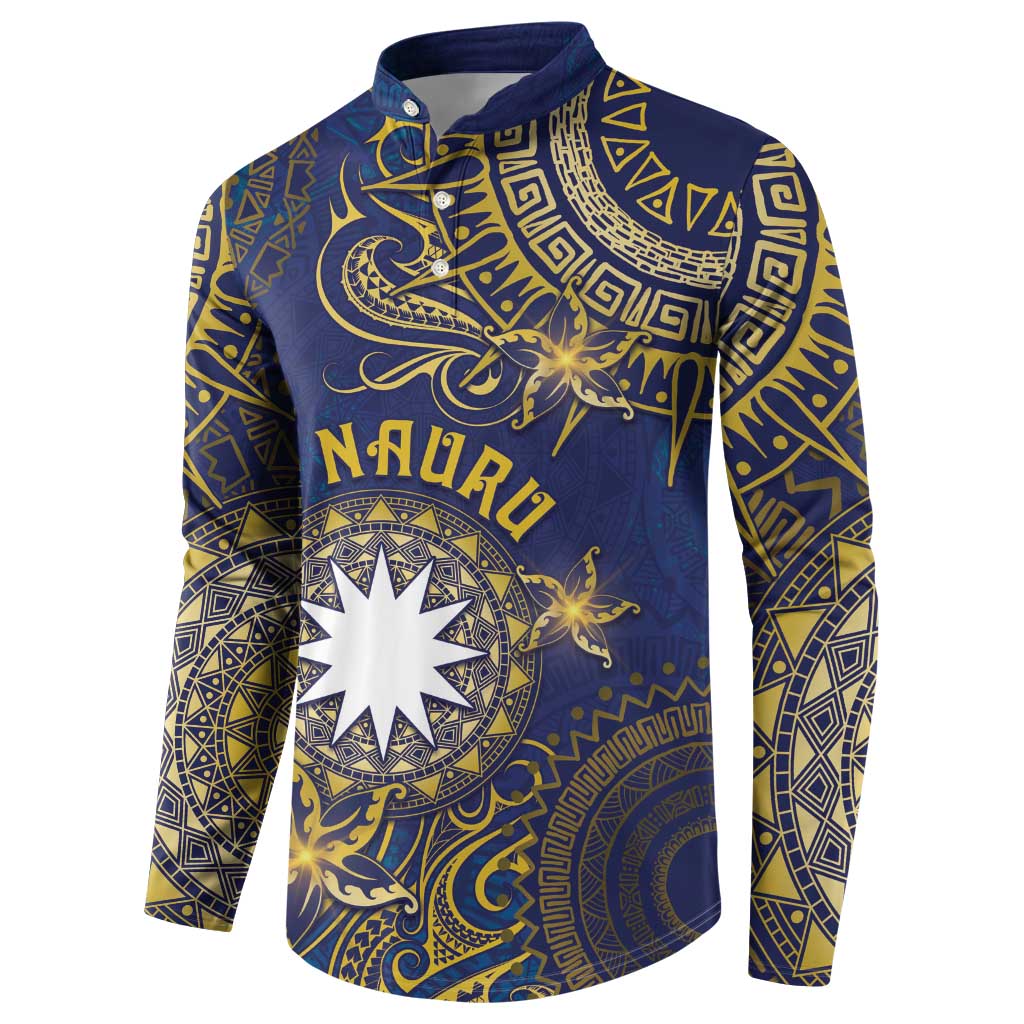 Personalised Nauru Button Sweatshirt Hibiscus Polynesian Tribal Pattern DT05 - Polynesian Pride