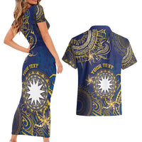 Personalised Nauru Couples Matching Short Sleeve Bodycon Dress and Hawaiian Shirt Hibiscus Polynesian Tribal Pattern DT05 - Polynesian Pride