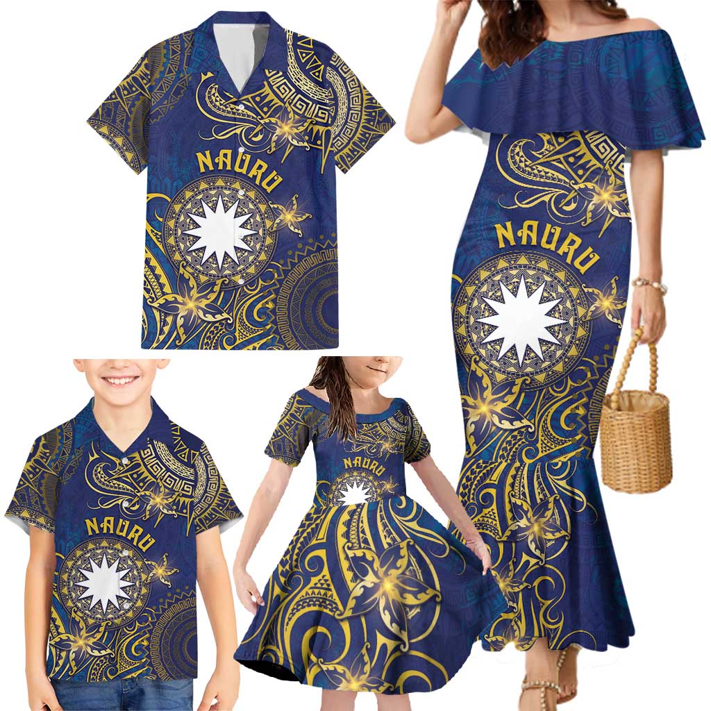 Personalised Nauru Family Matching Mermaid Dress and Hawaiian Shirt Hibiscus Polynesian Tribal Pattern DT05 - Polynesian Pride