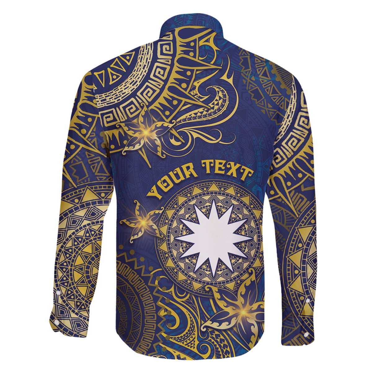 Personalised Nauru Family Matching Off The Shoulder Long Sleeve Dress and Hawaiian Shirt Hibiscus Polynesian Tribal Pattern