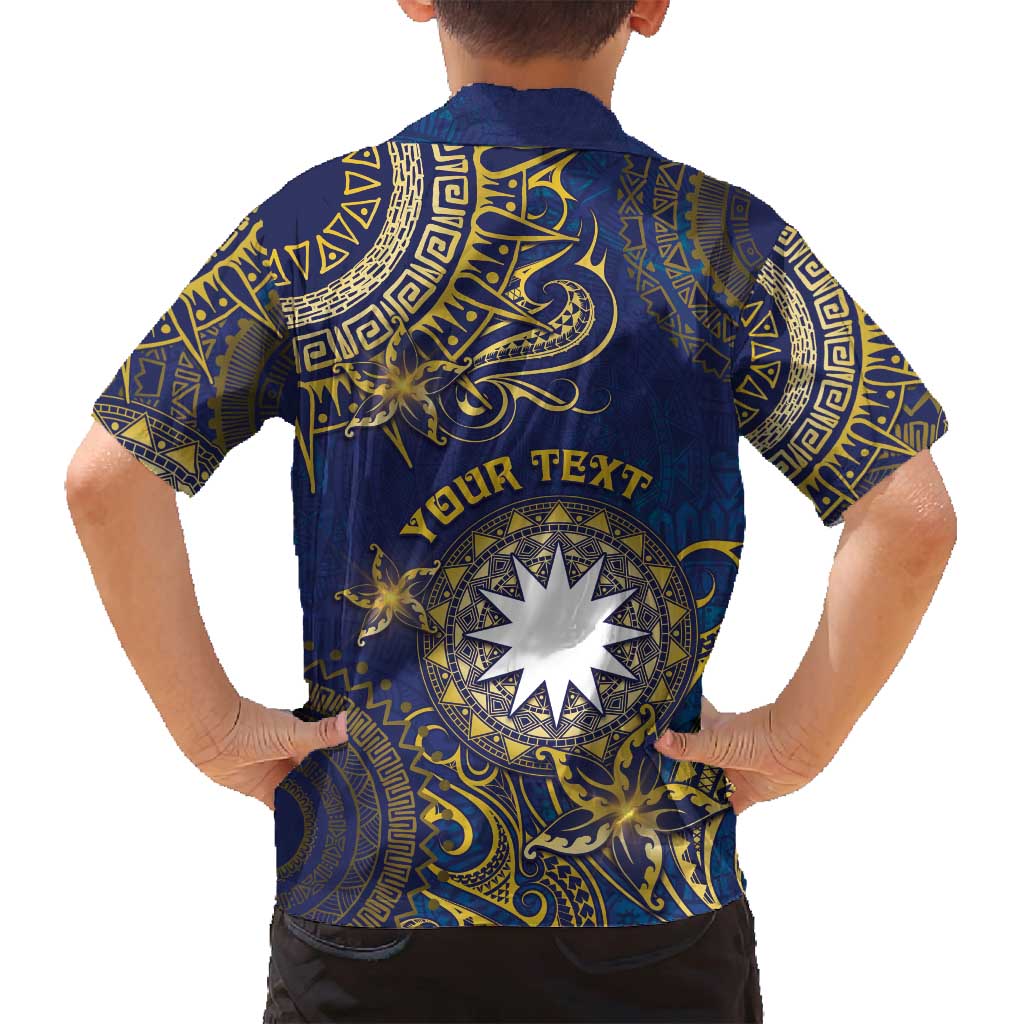 Personalised Nauru Family Matching Off Shoulder Short Dress and Hawaiian Shirt Hibiscus Polynesian Tribal Pattern