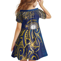 Personalised Nauru Family Matching Off Shoulder Short Dress and Hawaiian Shirt Hibiscus Polynesian Tribal Pattern