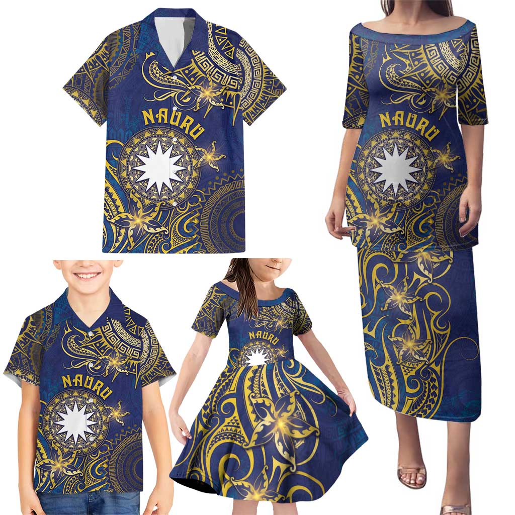Personalised Nauru Family Matching Puletasi and Hawaiian Shirt Hibiscus Polynesian Tribal Pattern DT05 - Polynesian Pride