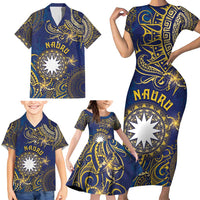 Personalised Nauru Family Matching Short Sleeve Bodycon Dress and Hawaiian Shirt Hibiscus Polynesian Tribal Pattern DT05 - Polynesian Pride