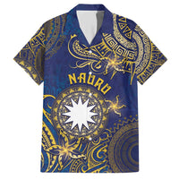 Personalised Nauru Family Matching Short Sleeve Bodycon Dress and Hawaiian Shirt Hibiscus Polynesian Tribal Pattern DT05 Dad's Shirt - Short Sleeve Navy - Polynesian Pride
