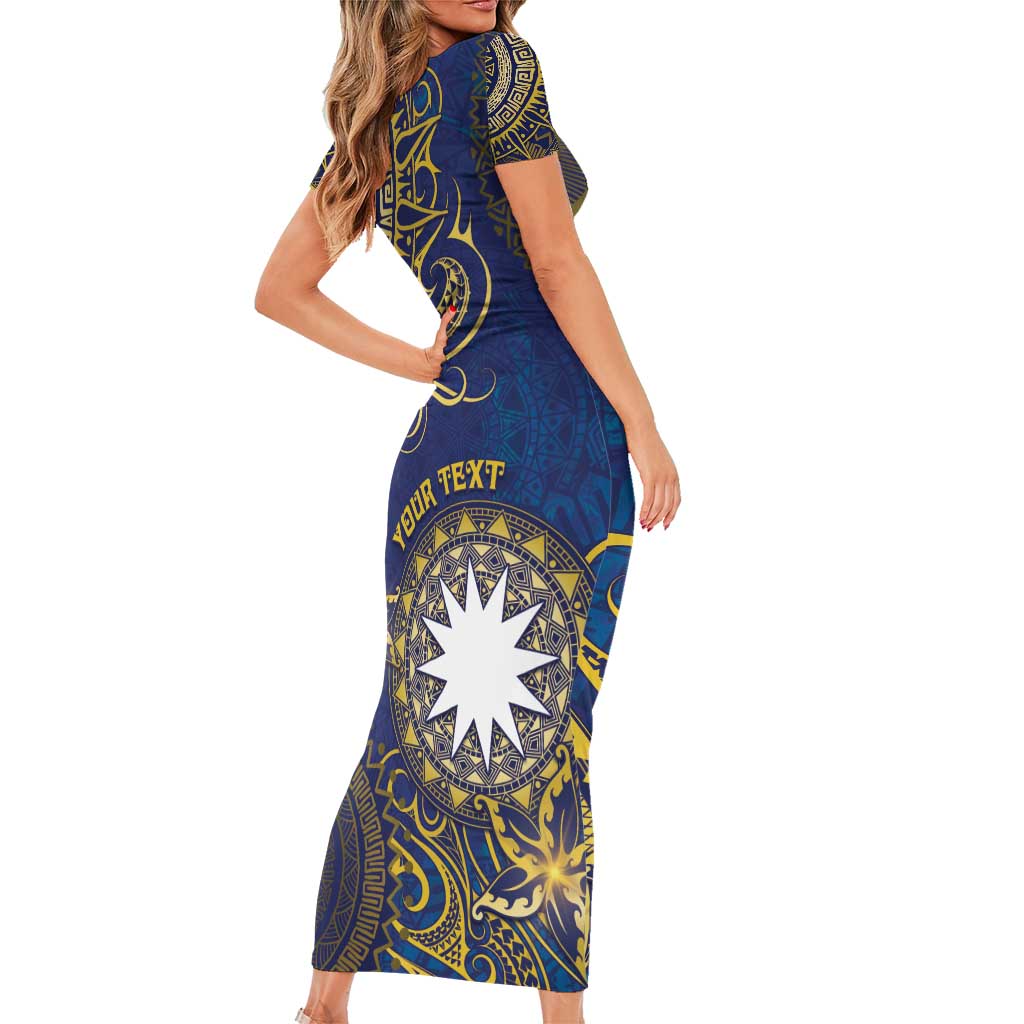 Personalised Nauru Family Matching Short Sleeve Bodycon Dress and Hawaiian Shirt Hibiscus Polynesian Tribal Pattern DT05 - Polynesian Pride