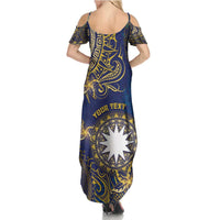 Personalised Nauru Family Matching Summer Maxi Dress and Hawaiian Shirt Hibiscus Polynesian Tribal Pattern DT05 - Polynesian Pride