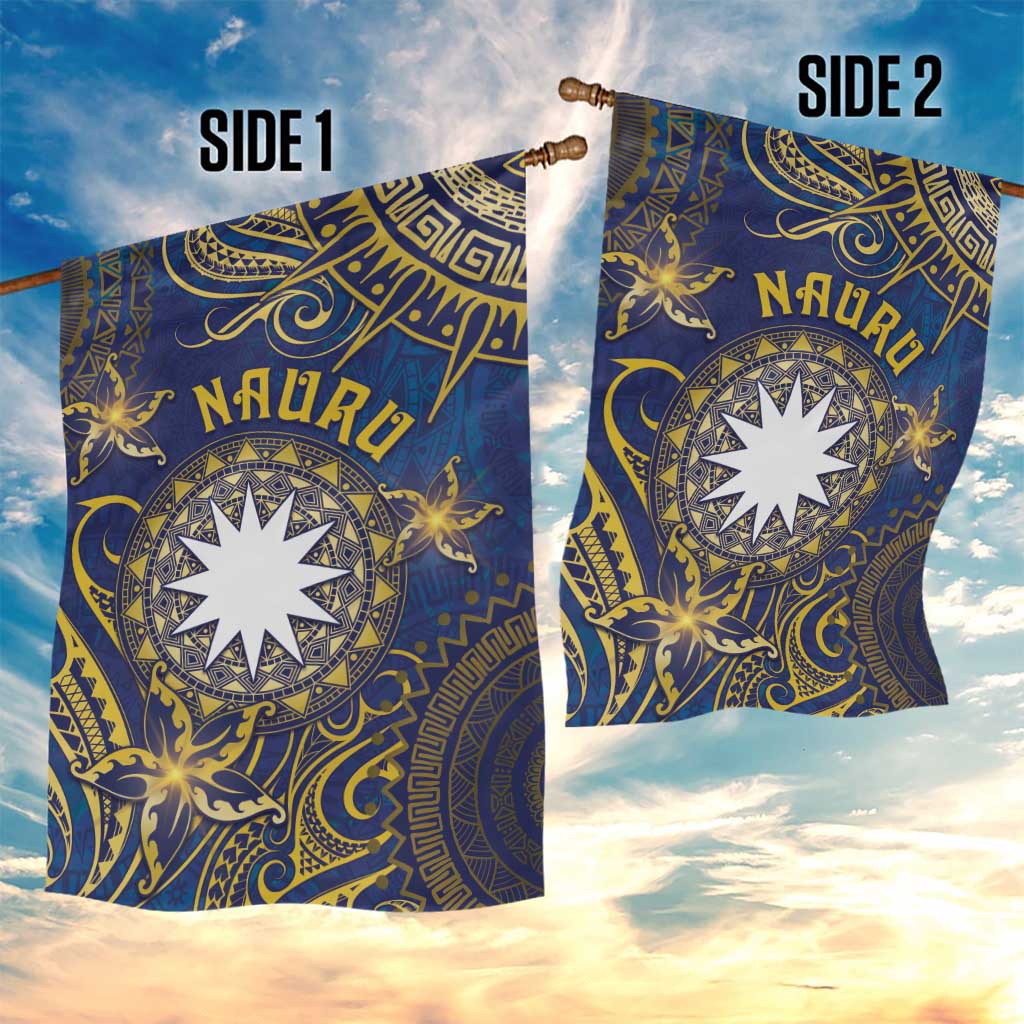Nauru Garden Flag Hibiscus Polynesian Tribal Pattern