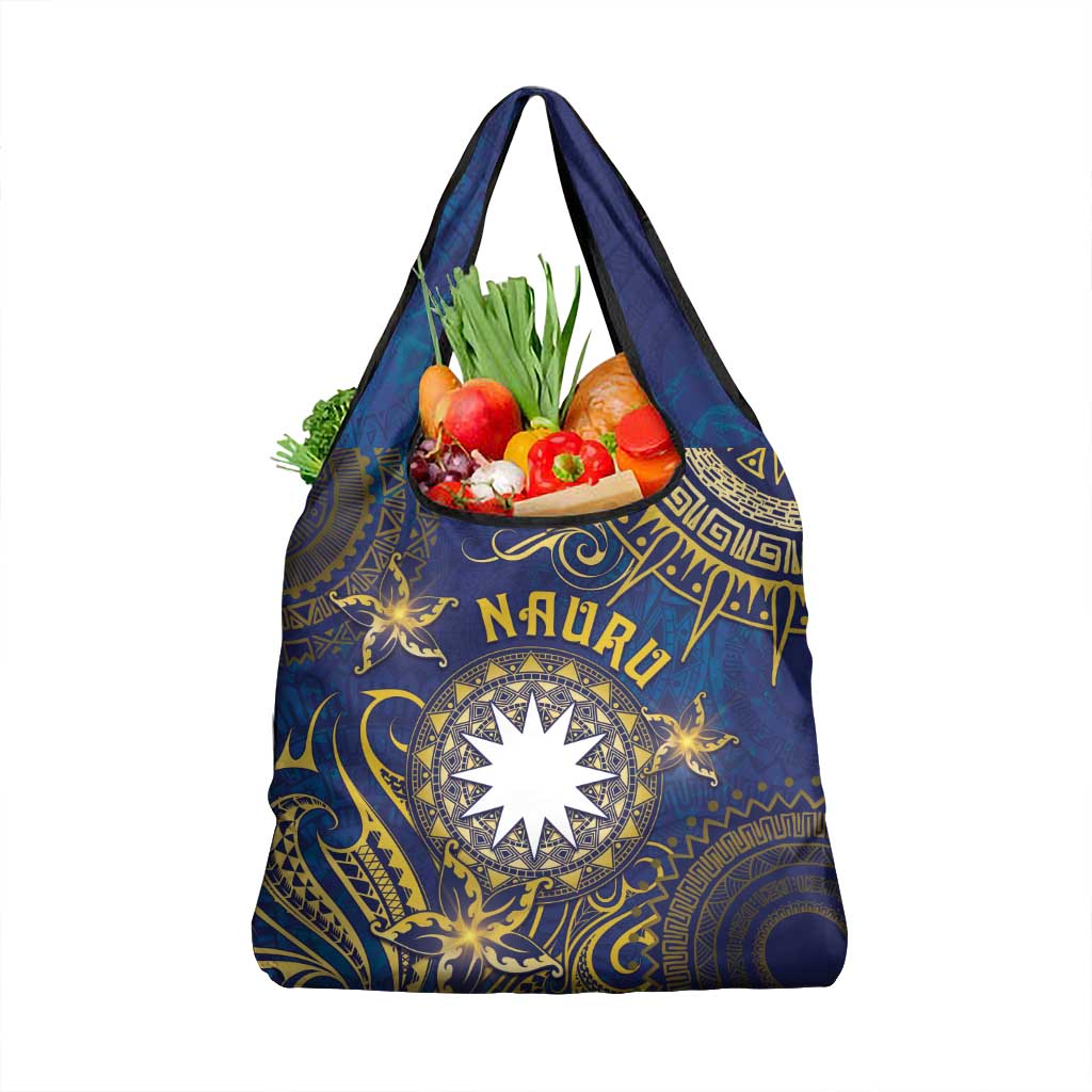 Nauru Grocery Bag Hibiscus Polynesian Tribal Pattern DT05 1-pack One Size Navy - Polynesian Pride