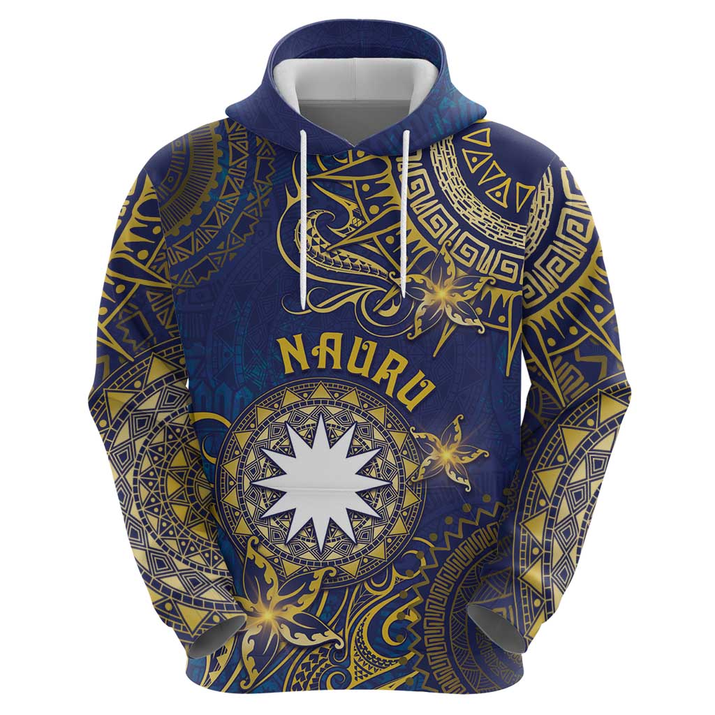 Personalised Nauru Hoodie Hibiscus Polynesian Tribal Pattern