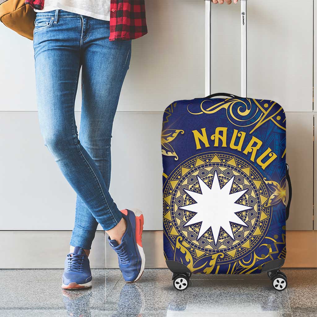 Nauru Luggage Cover Hibiscus Polynesian Tribal Pattern