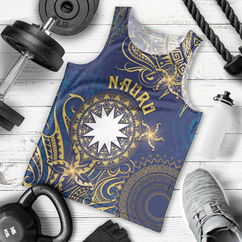 Personalised Nauru Men Tank Top Hibiscus Polynesian Tribal Pattern DT05 - Polynesian Pride