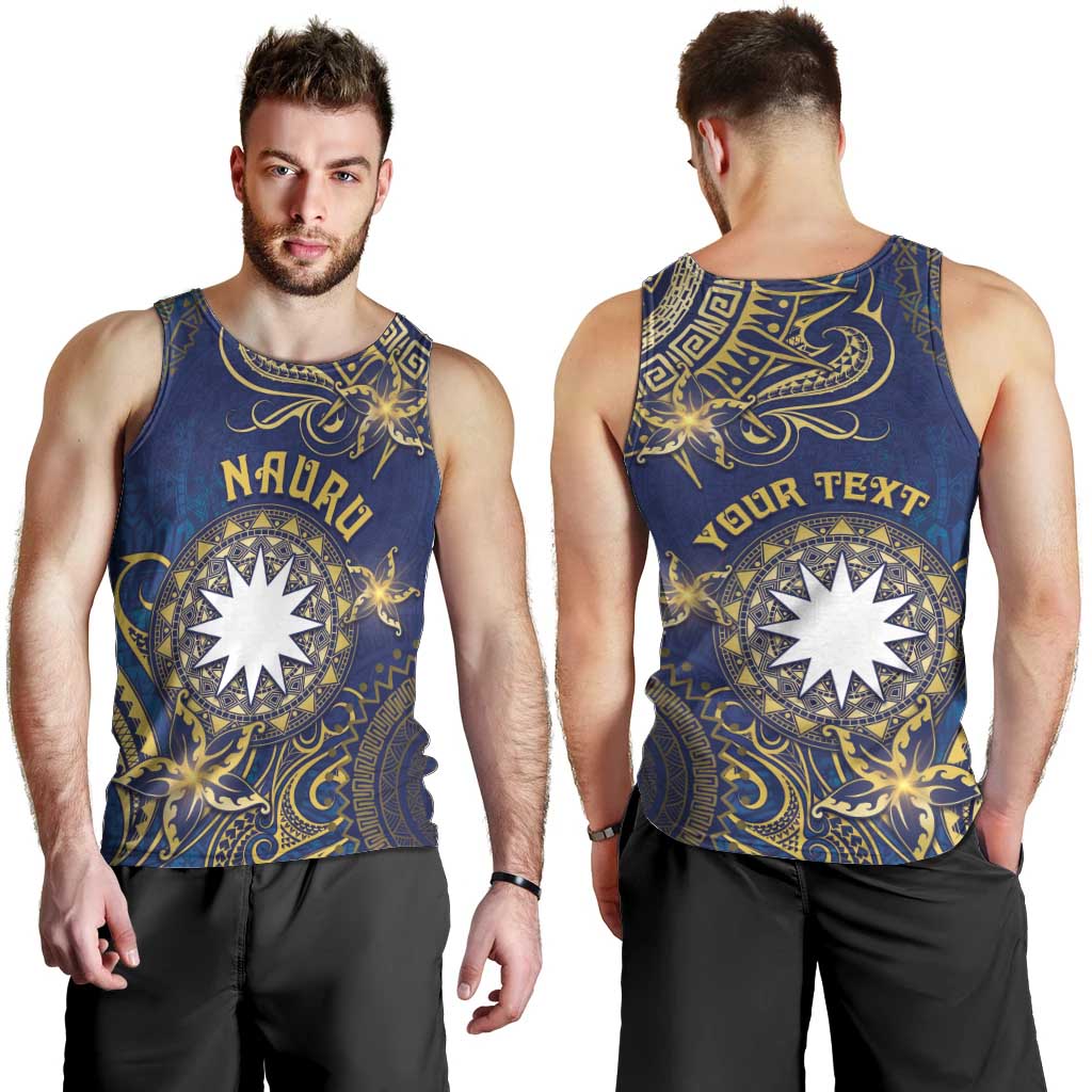 Personalised Nauru Men Tank Top Hibiscus Polynesian Tribal Pattern DT05 - Polynesian Pride