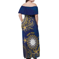 Personalised Nauru Off Shoulder Maxi Dress Hibiscus Polynesian Tribal Pattern DT05 - Polynesian Pride