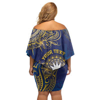 Personalised Nauru Off Shoulder Short Dress Hibiscus Polynesian Tribal Pattern DT05 - Polynesian Pride