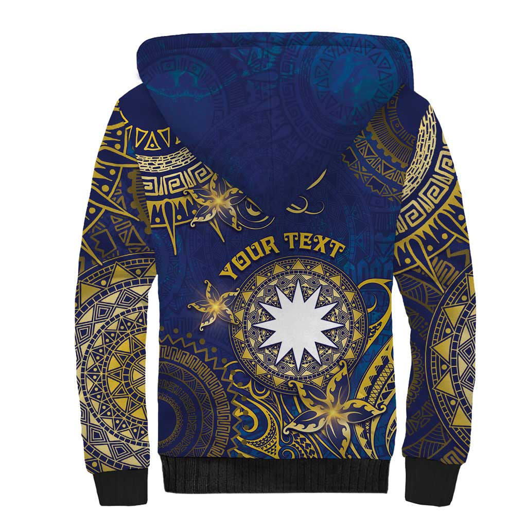 Personalised Nauru Sherpa Hoodie Hibiscus Polynesian Tribal Pattern DT05 - Polynesian Pride