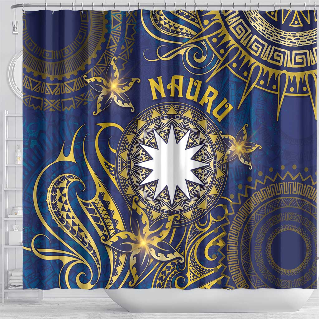 Nauru Shower Curtain Hibiscus Polynesian Tribal Pattern