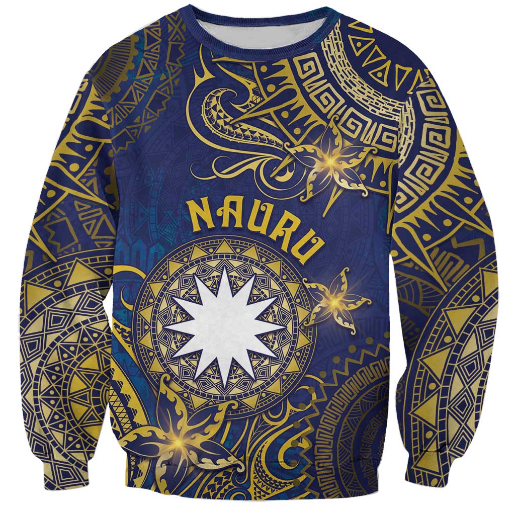 Personalised Nauru Sweatshirt Hibiscus Polynesian Tribal Pattern