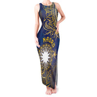 Personalised Nauru Tank Maxi Dress Hibiscus Polynesian Tribal Pattern DT05 Women Navy - Polynesian Pride