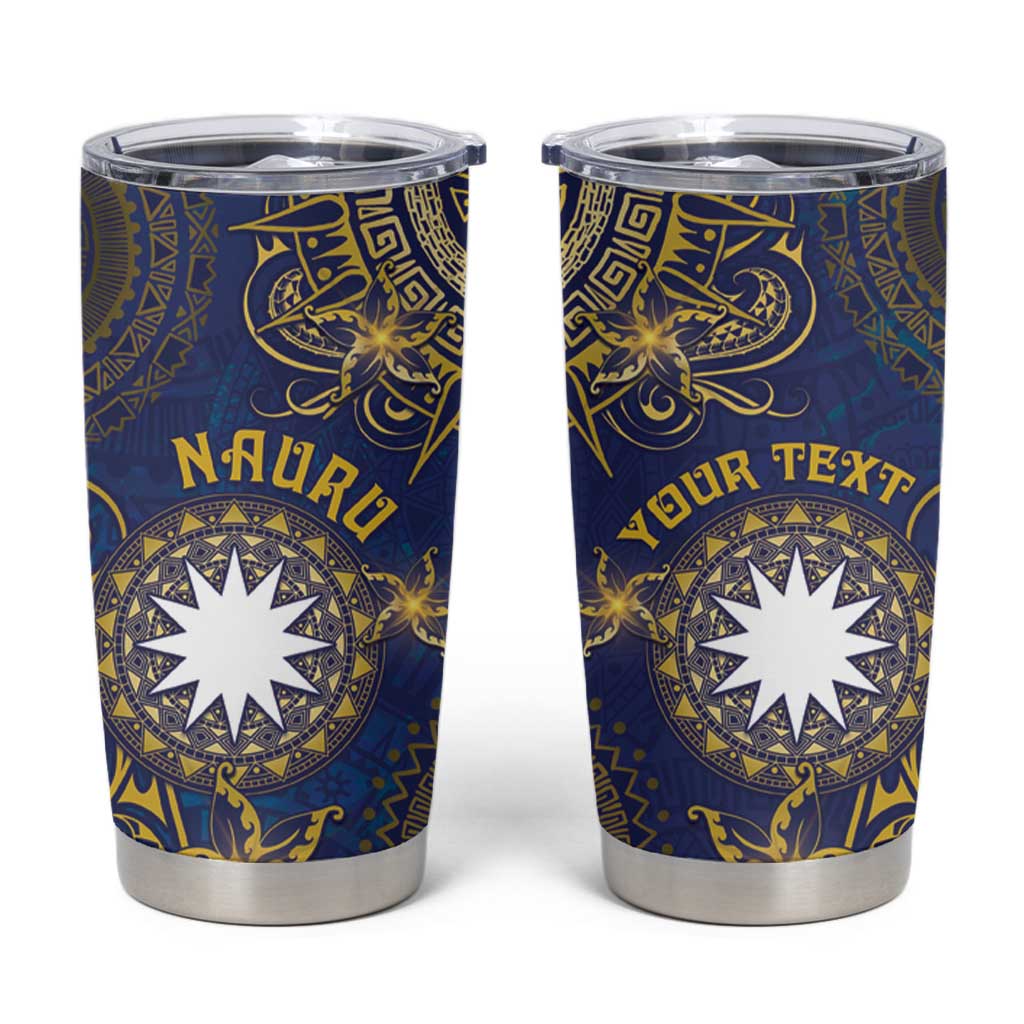Personalised Nauru Tumbler Cup Hibiscus Polynesian Tribal Pattern DT05 Navy - Polynesian Pride