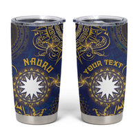 Personalised Nauru Tumbler Cup Hibiscus Polynesian Tribal Pattern DT05 Navy - Polynesian Pride