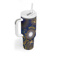 Personalised Nauru Tumbler With Handle Hibiscus Polynesian Tribal Pattern DT05 - Polynesian Pride